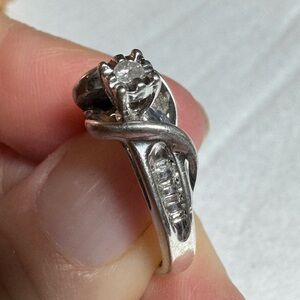 Genuine Diamond and Sterling Silver Swirl Ring